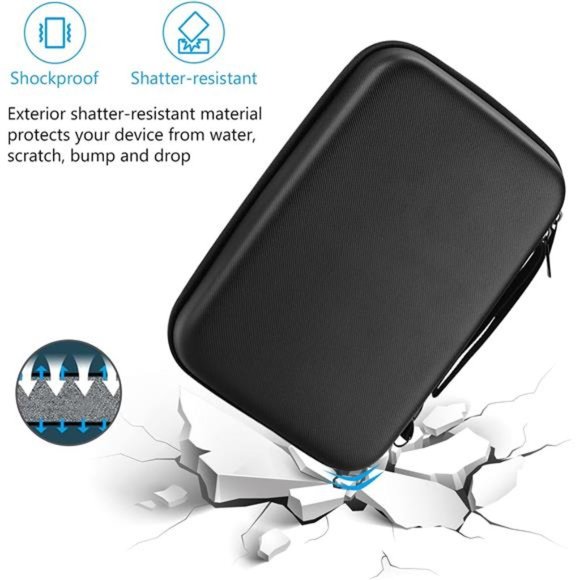 Hard Travel Electronic Organizer Case, Small Portable Accessories Bag -L, Black - Picture 5 of 7